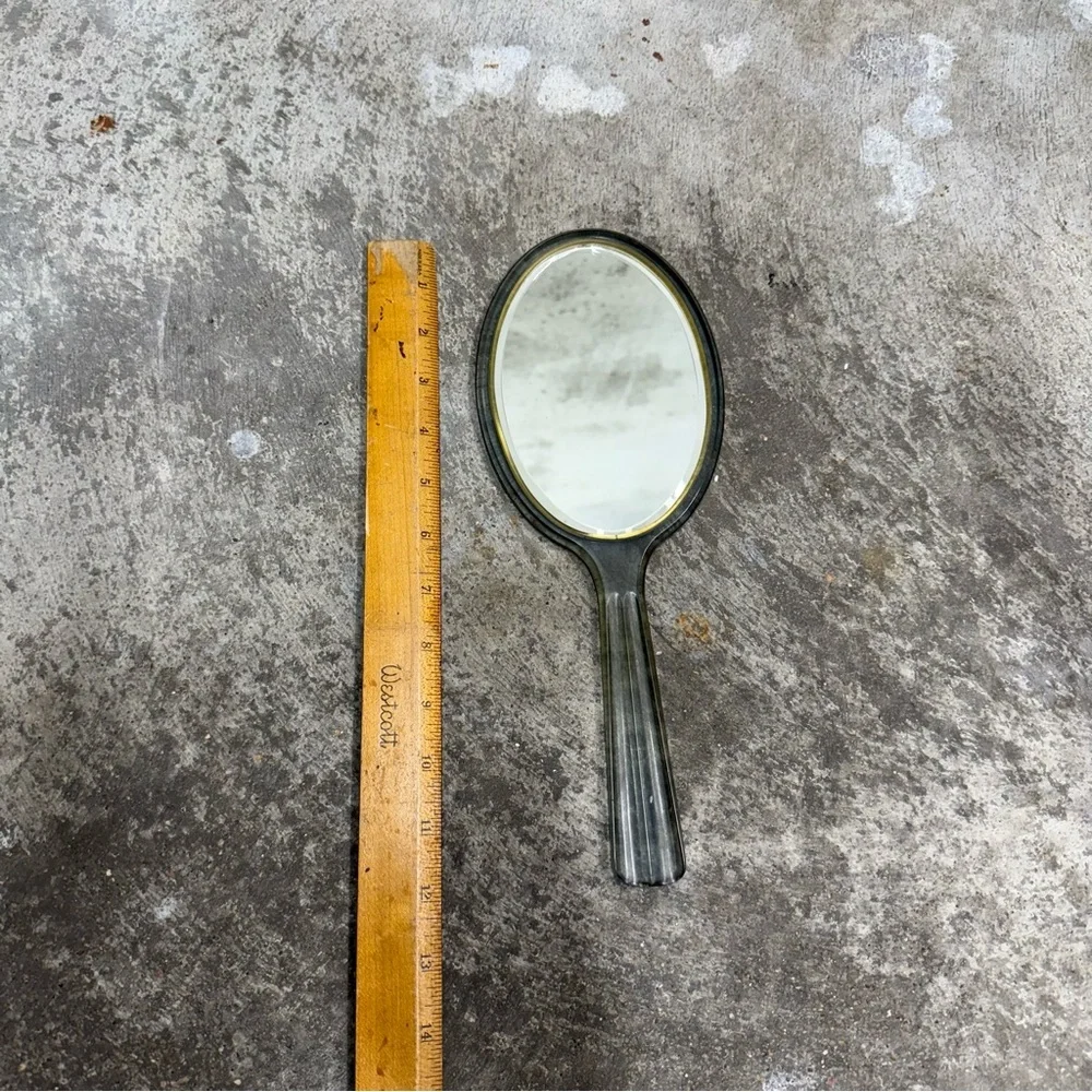 Vintage Jade Vanity Hand Mirror Retro Double Sided 12”